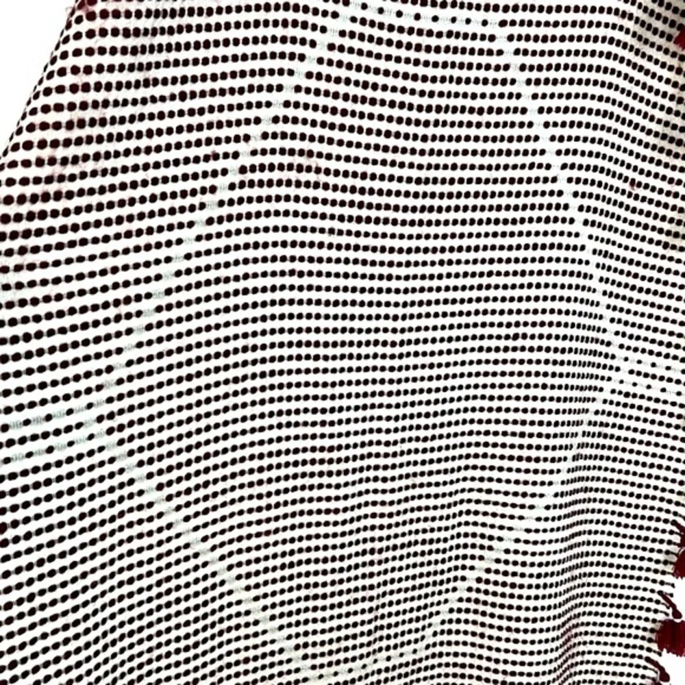 Madewell - Burgundy and Ivory Woven and Tassel Large Scarf Size Onesize